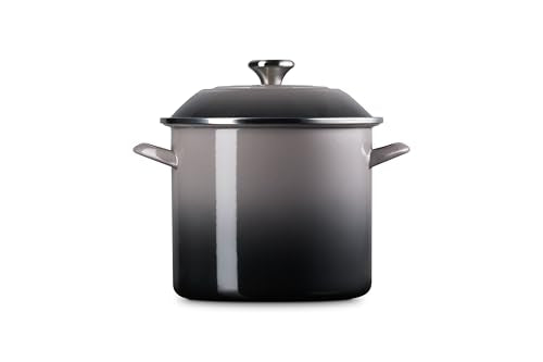 Olla Le Creuset con pomo inoxidable en la tapa, diseño seguro