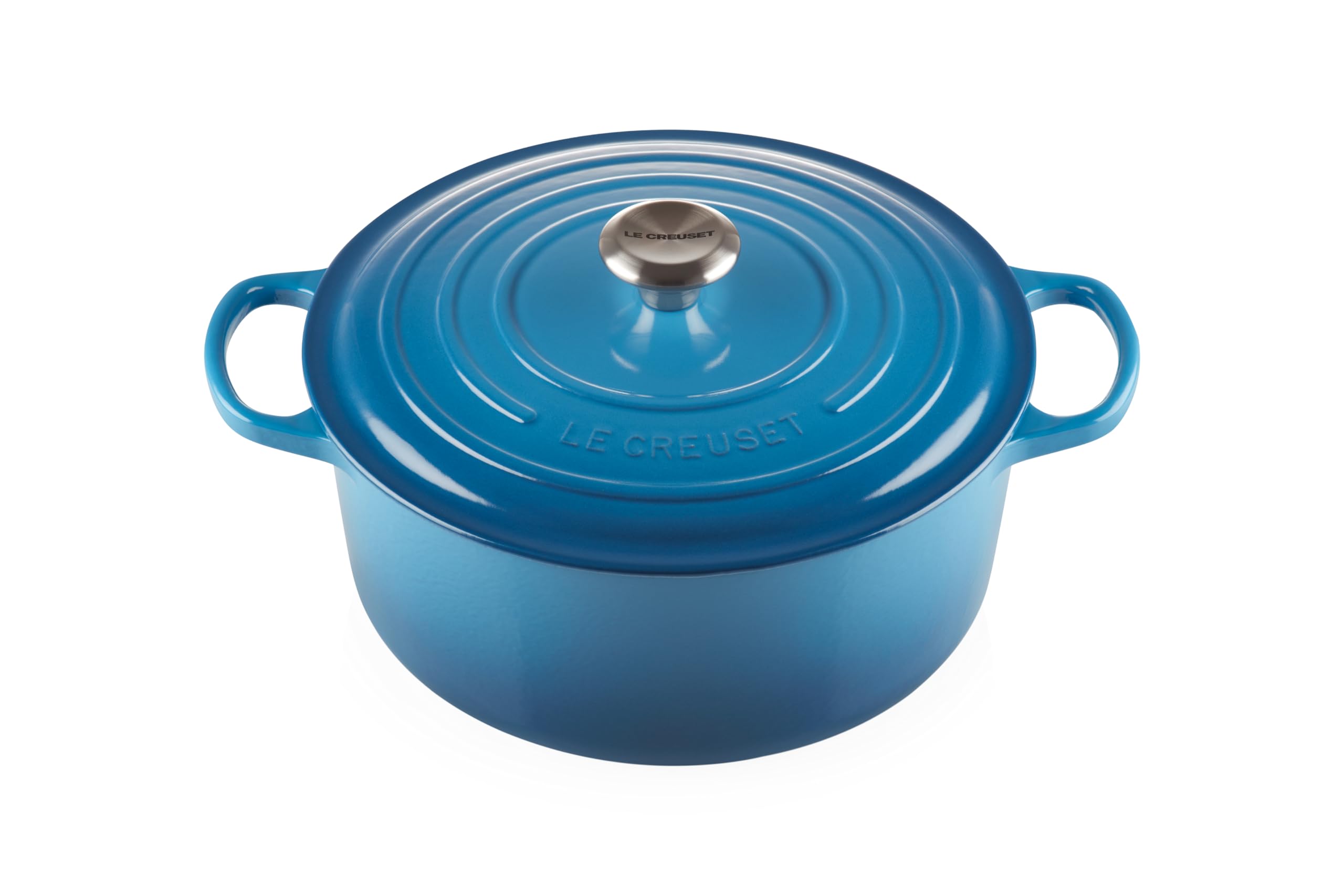 Le Creuset olla de hierro esmaltada Marseille, vista frontal, ideal para guisos uniformes.