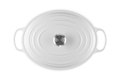 Le Creuset olla oval esmaltada, exterior blanco elegante y fácil de limpiar