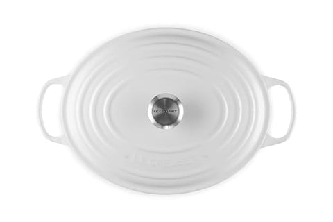 Le Creuset olla oval esmaltada, exterior blanco elegante y fácil de limpiar
