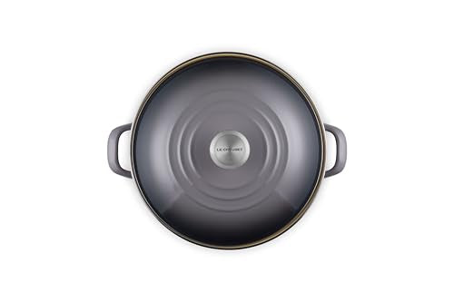 Pomo de acero inoxidable Le Creuset para manejo seguro.