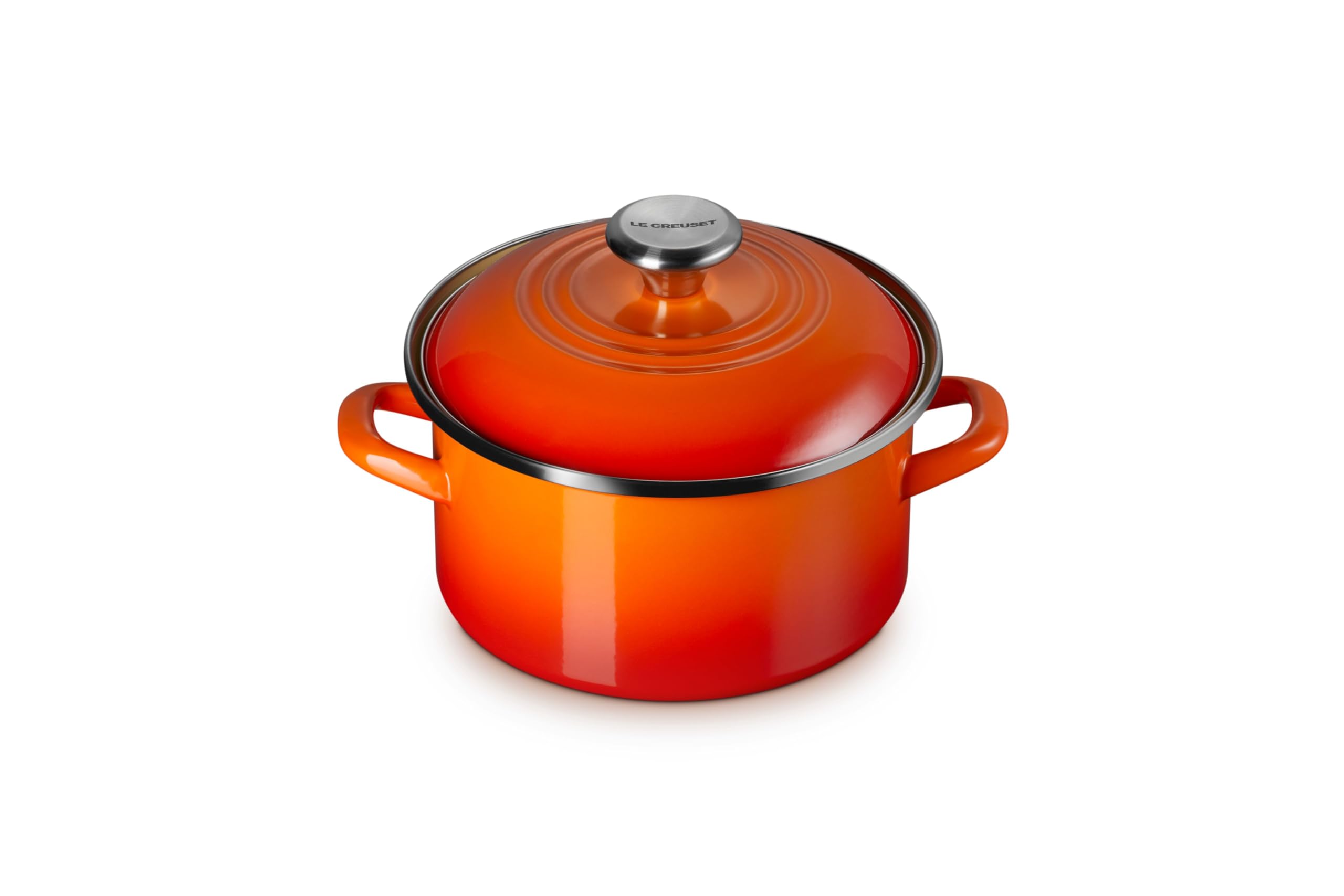 Le Creuset ollita pequeña ename lada 3.8qt Flame, perfecta para salsas y guisos.