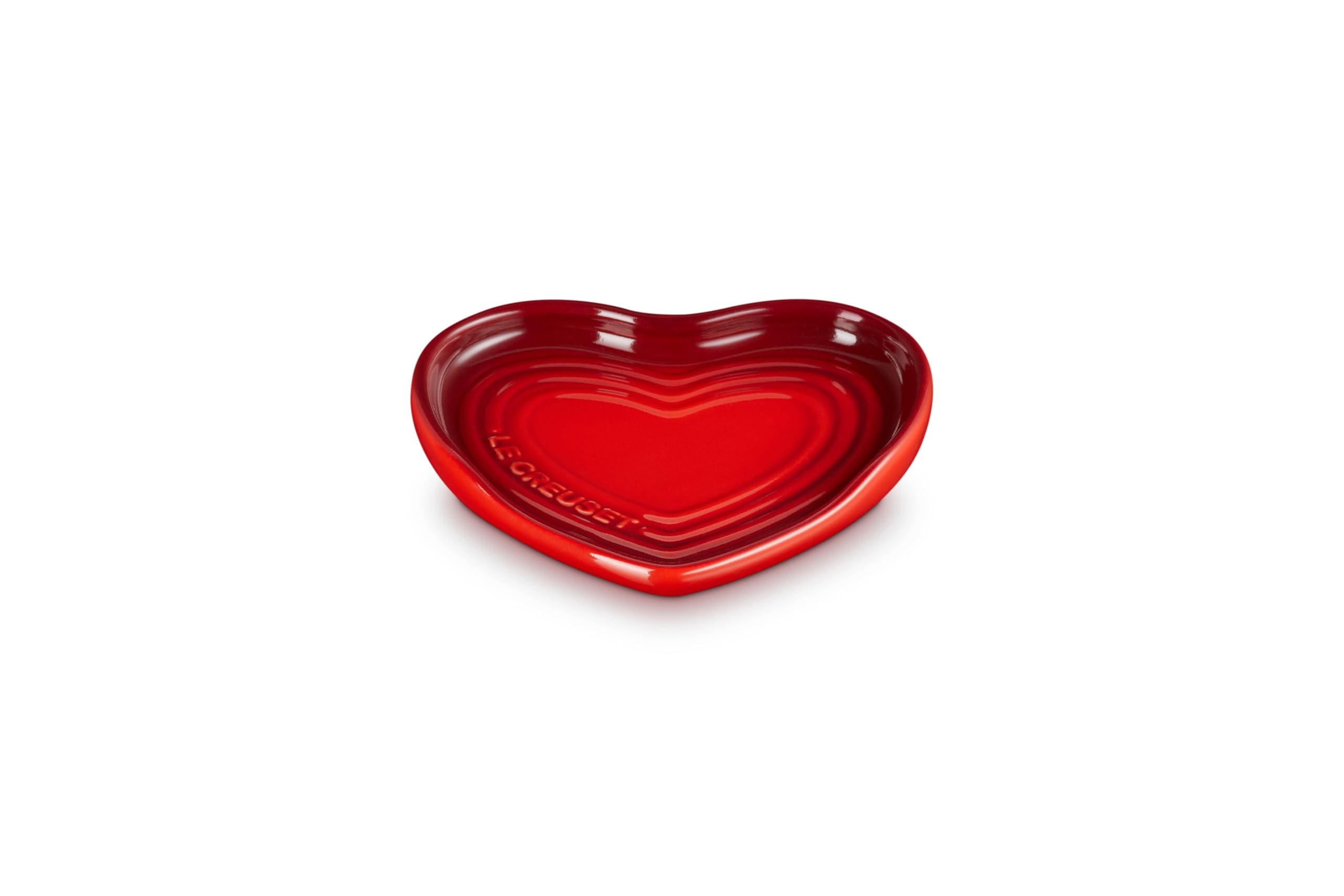 Le Creuset reposacucharas corazón cerise, frontal, protege encimera y facilita secado.