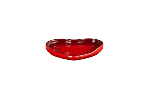 Le Creuset reposacucharas corazón cerise, ángulo lateral, diseño esmaltado anti manchas.