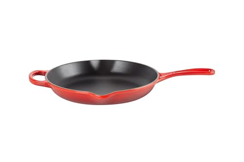 Le Creuset sartén enamelada cerise interior negro satinado facilita deslizamiento y limpieza