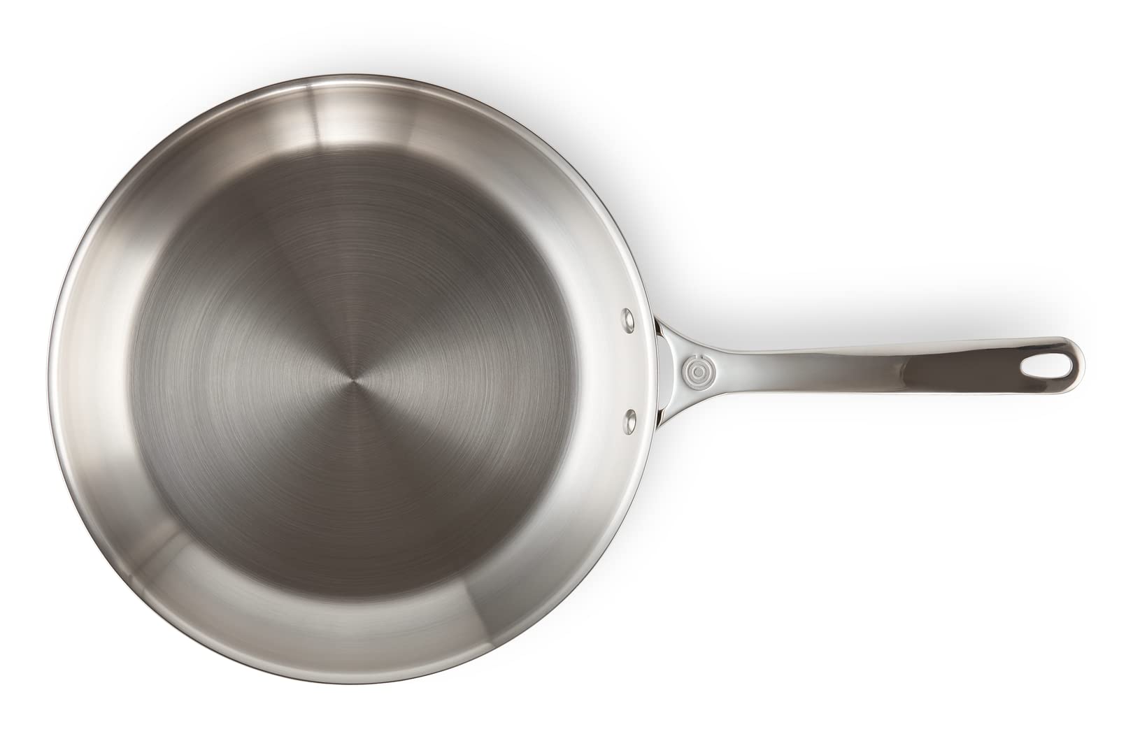Le Creuset Sartén de triple capa 12 pulgadas, exterior de acero inoxidable con titanio para evitar manchas y decoloración