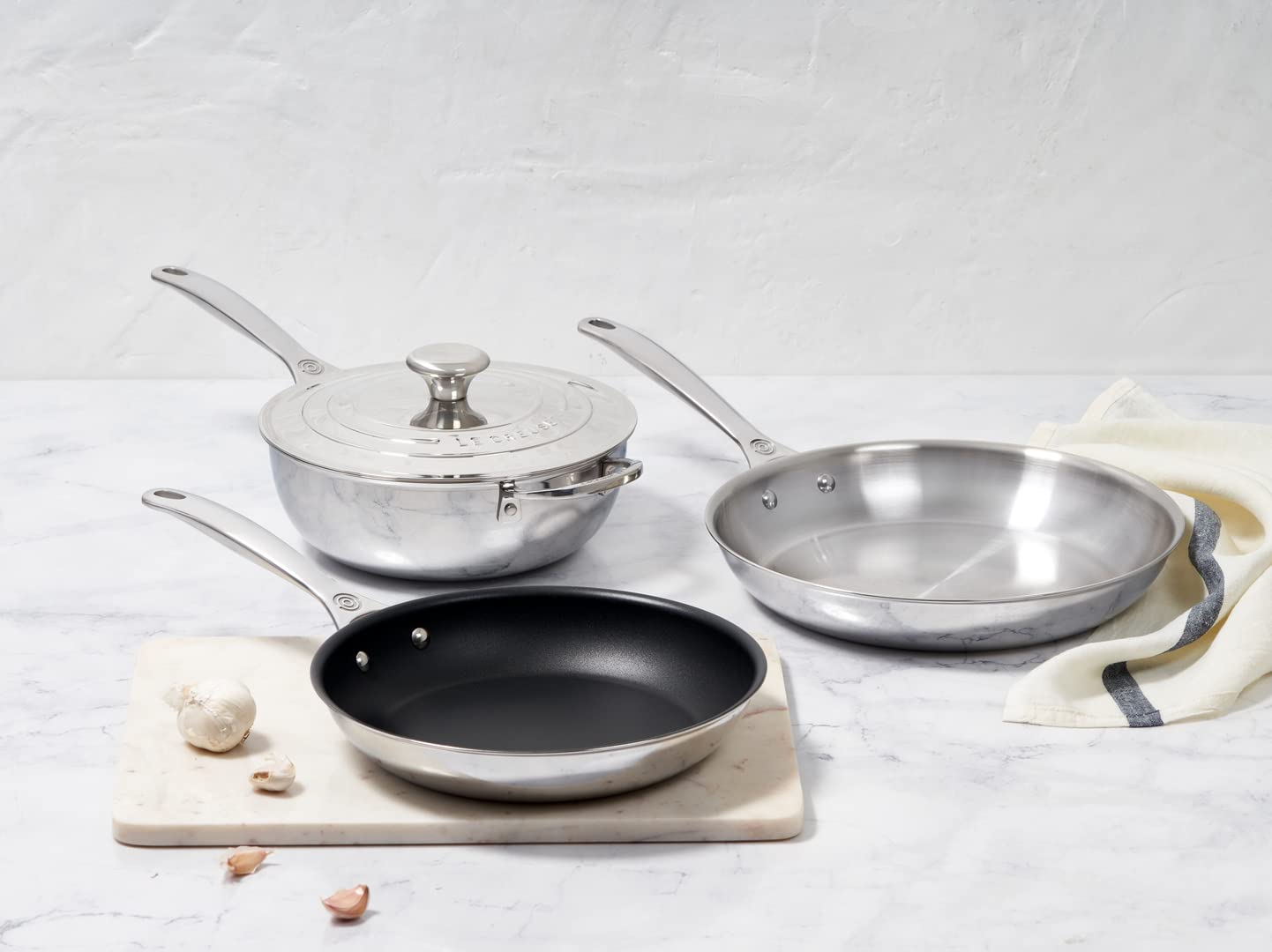 Le Creuset Sartén de triple capa 12 pulgadas apta para lavavajillas y utensilios de metal