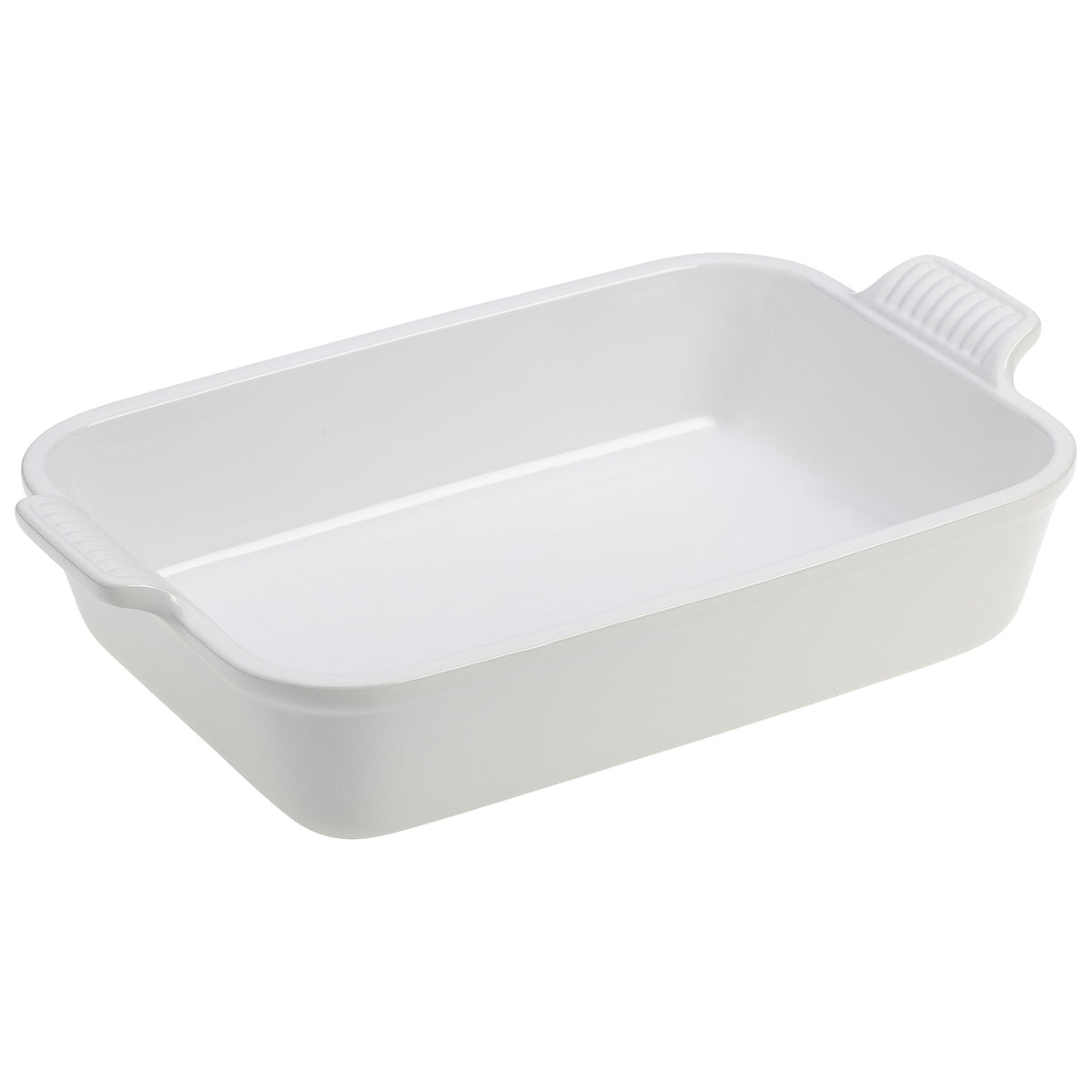 Le Creuset Stoneware Heritage, fuente rectangular con anillos triples, ideal para hornear y presentar.