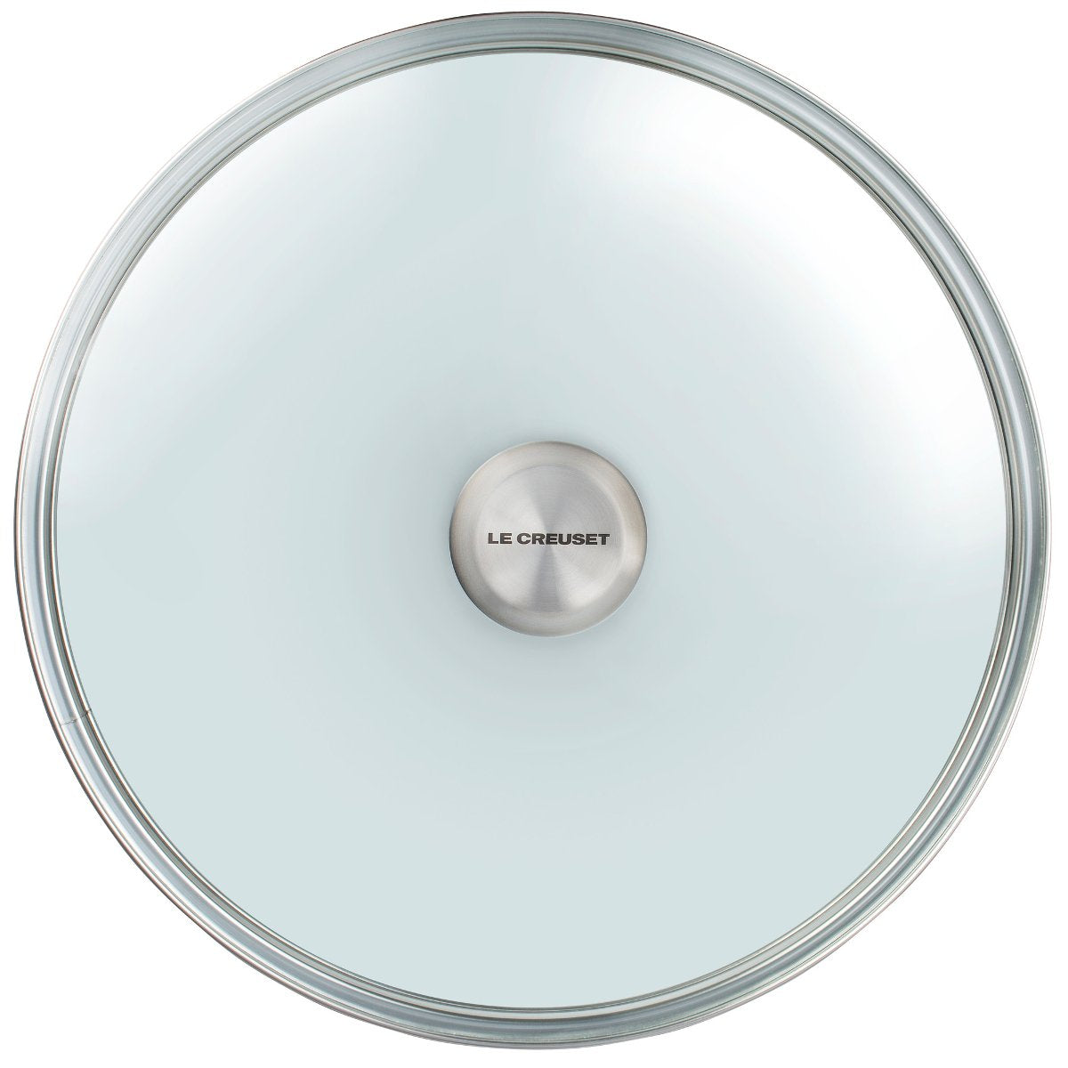 Le Creuset tapa de vidrio con mango inoxidable, ideal para vigilar la cocción sin perder calor.