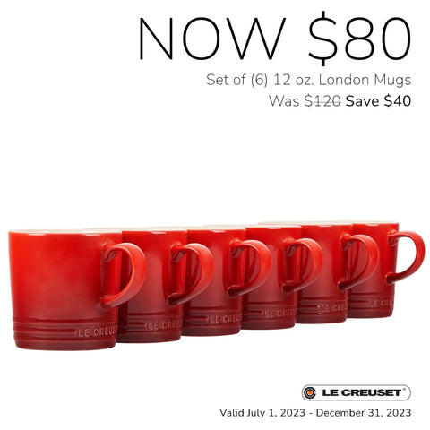 Tazas Le Creuset aptas para lavavajillas, limpieza rápida y sencilla.