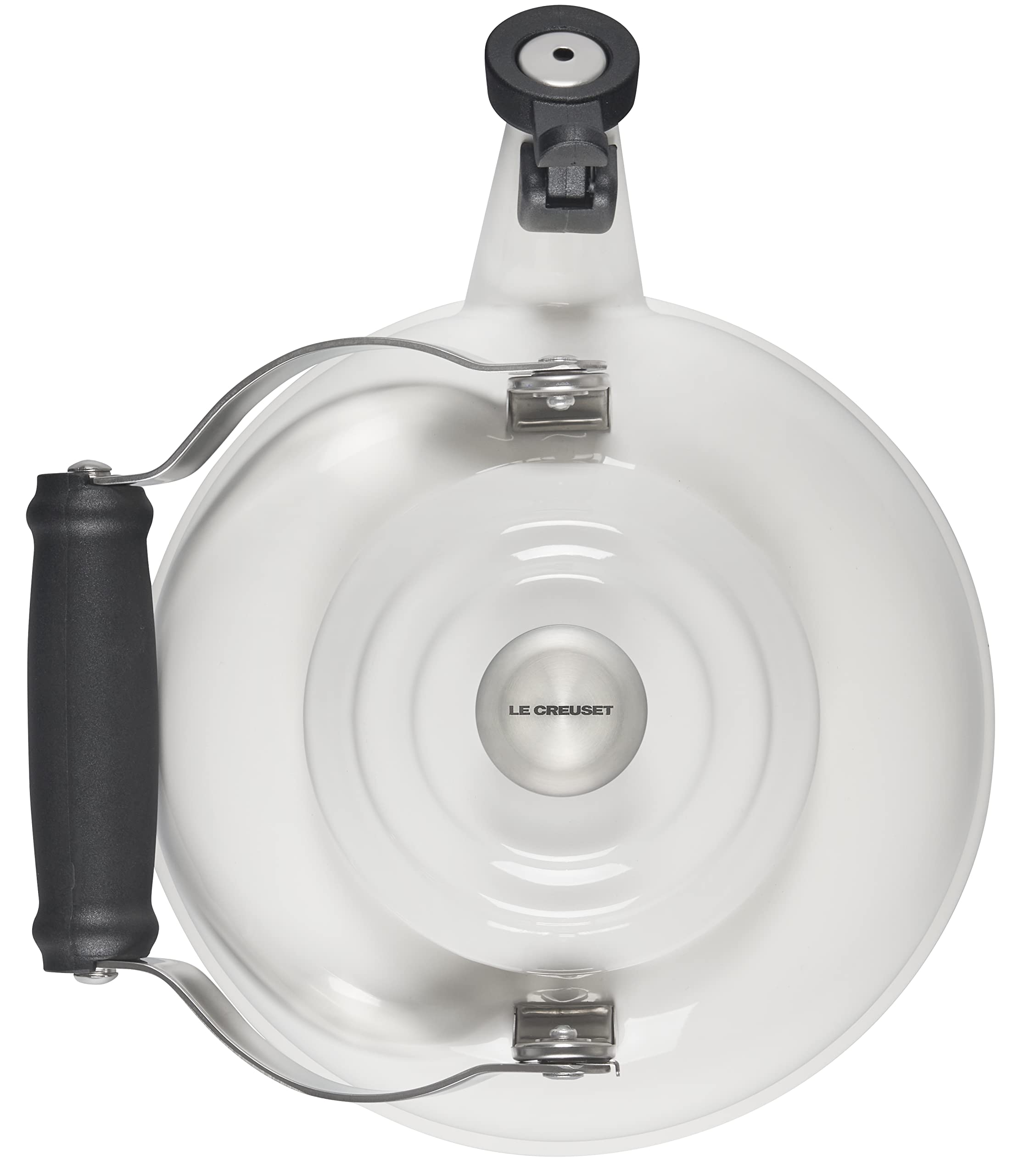 Tetera Le Creuset con silbato fijo que avisa cuando hierve y facilita verter.