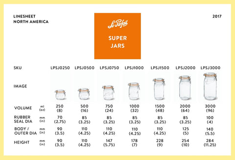 Le Parfait Super Jar con tapa de acero inoxidable mantiene cierres duraderos.