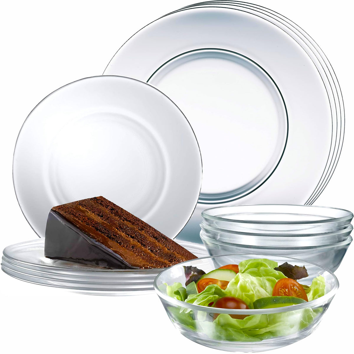 Le'raze platos de cena de vidrio, 10.6 pulgadas, diseño elegante y resistente para uso diario.