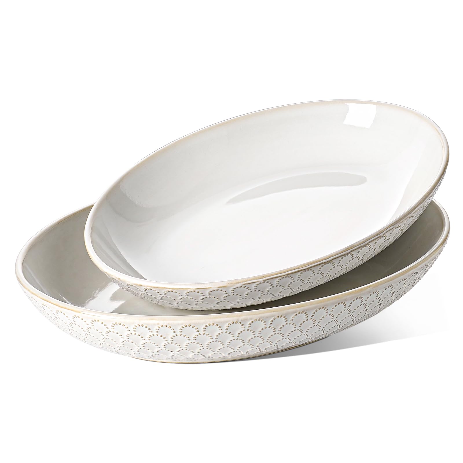 LE TAUCI bandeja de servicio oval arctico 11-8 pulgadas, ideal para ensaladas y aperitivos.