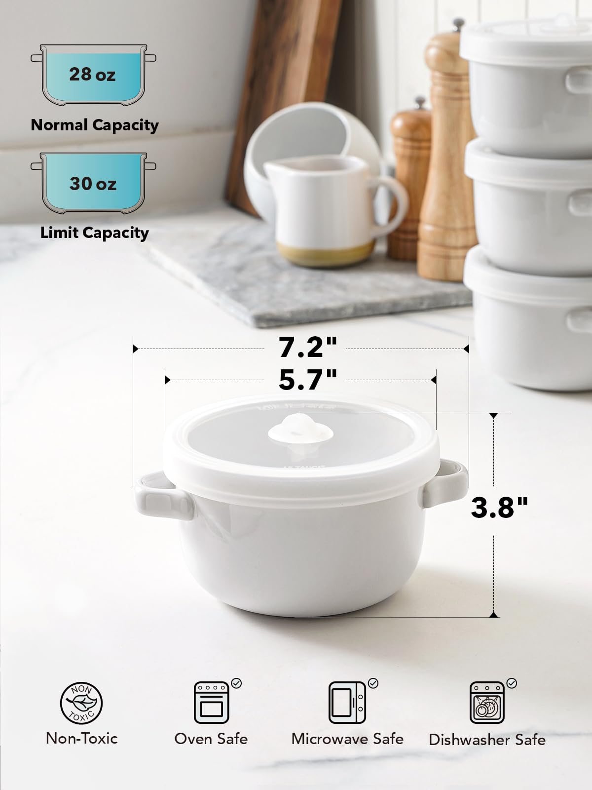 LE TAUCI cuenco cerámico blanco sin plomo ni cadmio apto para horno