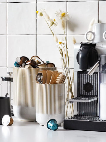Conjunto de dos porta-utensilios LE TAUCI en encimera para cocina ordenada