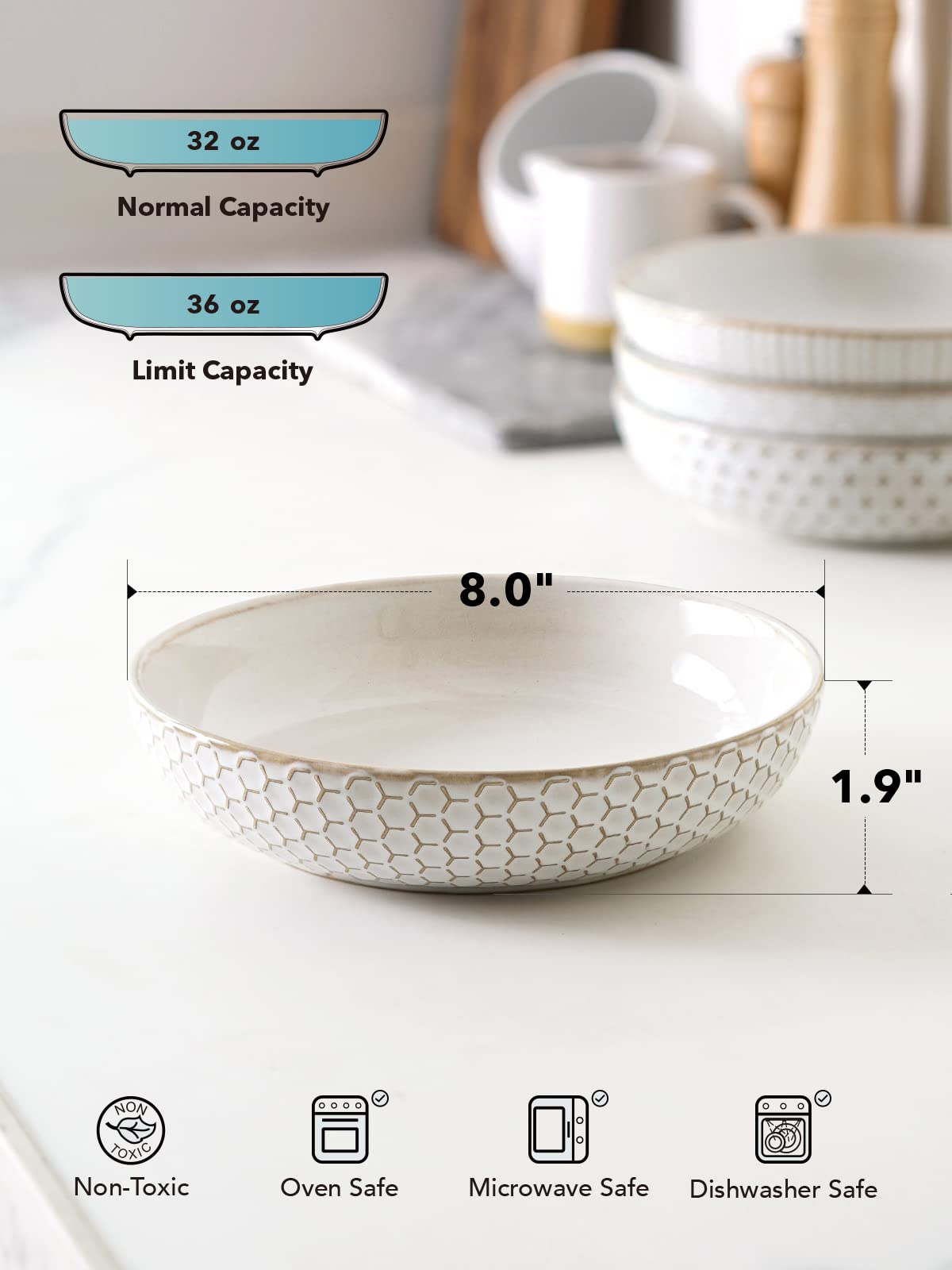 LE TAUCI cuenco-ensalada-8-pulgadas: ideal para ensaladas, frutas y platos ligeros.