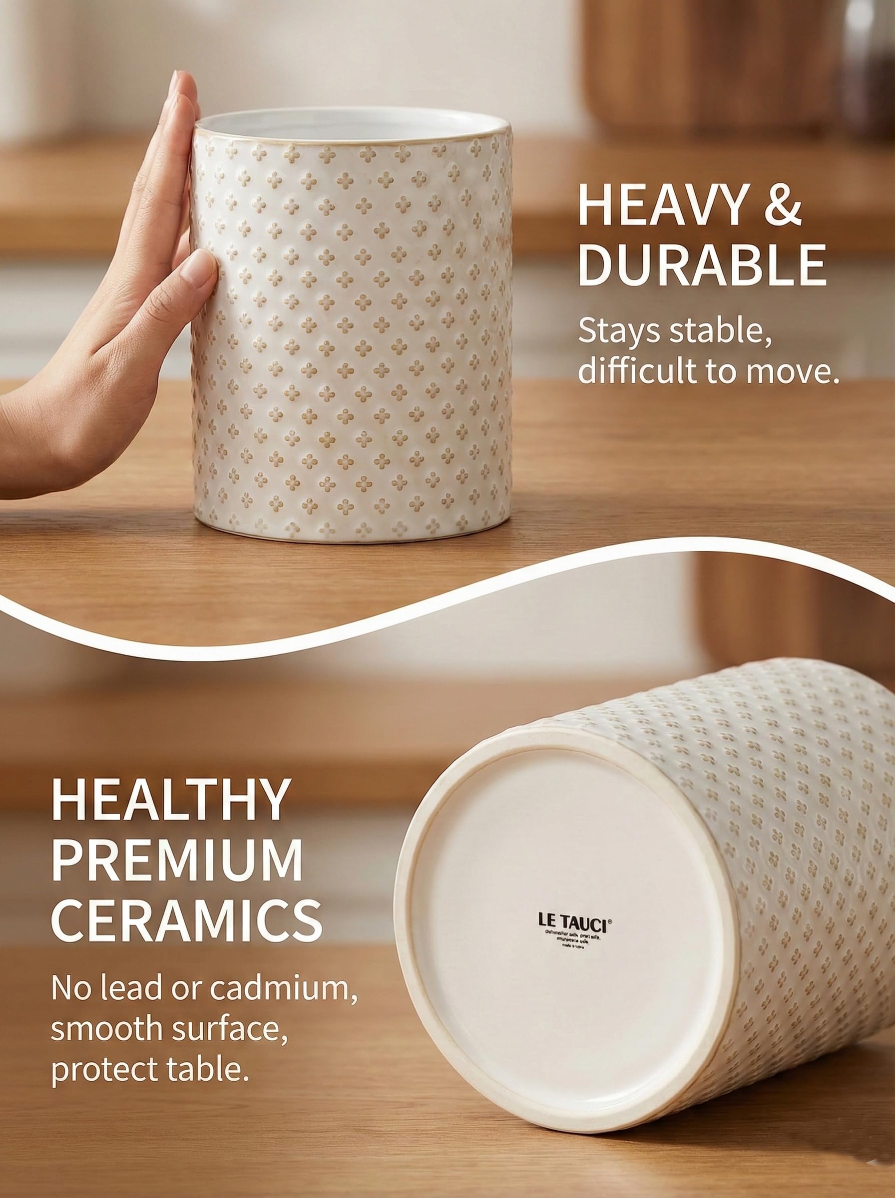 LE TAUCI diseño atemporal en cerámica blanca, complemento ideal para encimeras modernas