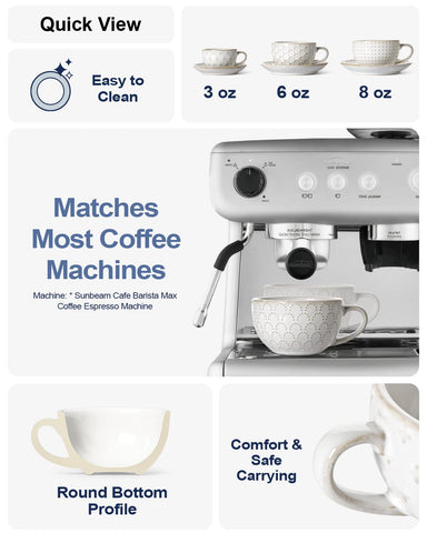 Le Tauci juego de 4 tazas cappuccino con platillos, ideal para recibir visitas.