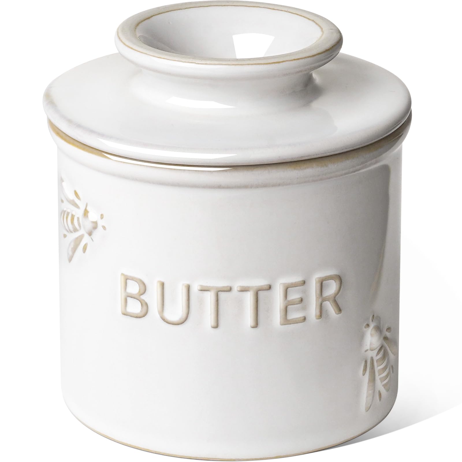 LE TAUCI Mantequera ceramica blanco arctico abeja mantiene la mantequilla fresca y untable