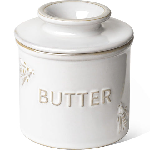 LE TAUCI Mantequera ceramica blanco arctico abeja mantiene la mantequilla fresca y untable