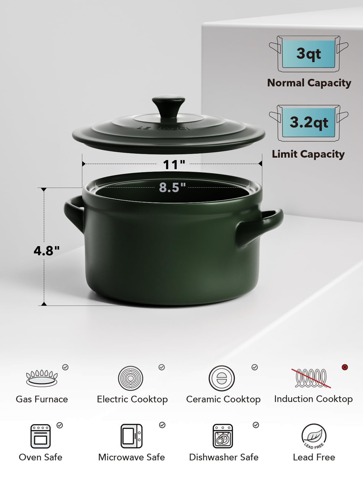 Olla LE TAUCI 3qt apta para horno, microondas y lavavajillas