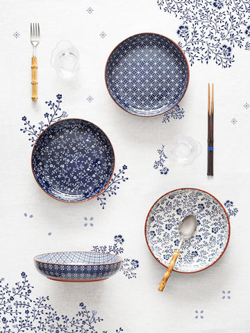 LE TAUCI plato pasta estilo japonés 8,2 pulgadas azul, ideal para capturar salsas