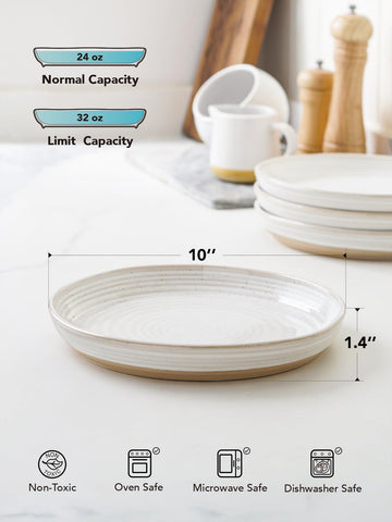 LE TAUCI plato apilable con superficie vidriada para limpieza fácil.