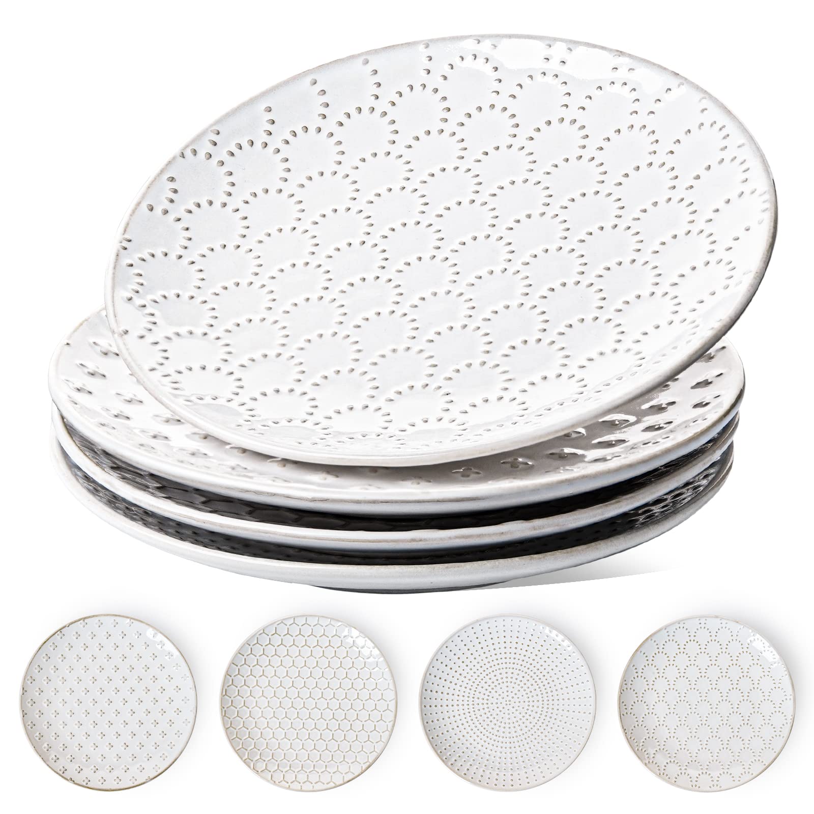 Plato LE TAUCI para ensalada de 8 pulgadas con relieve para presentar ensaladas.