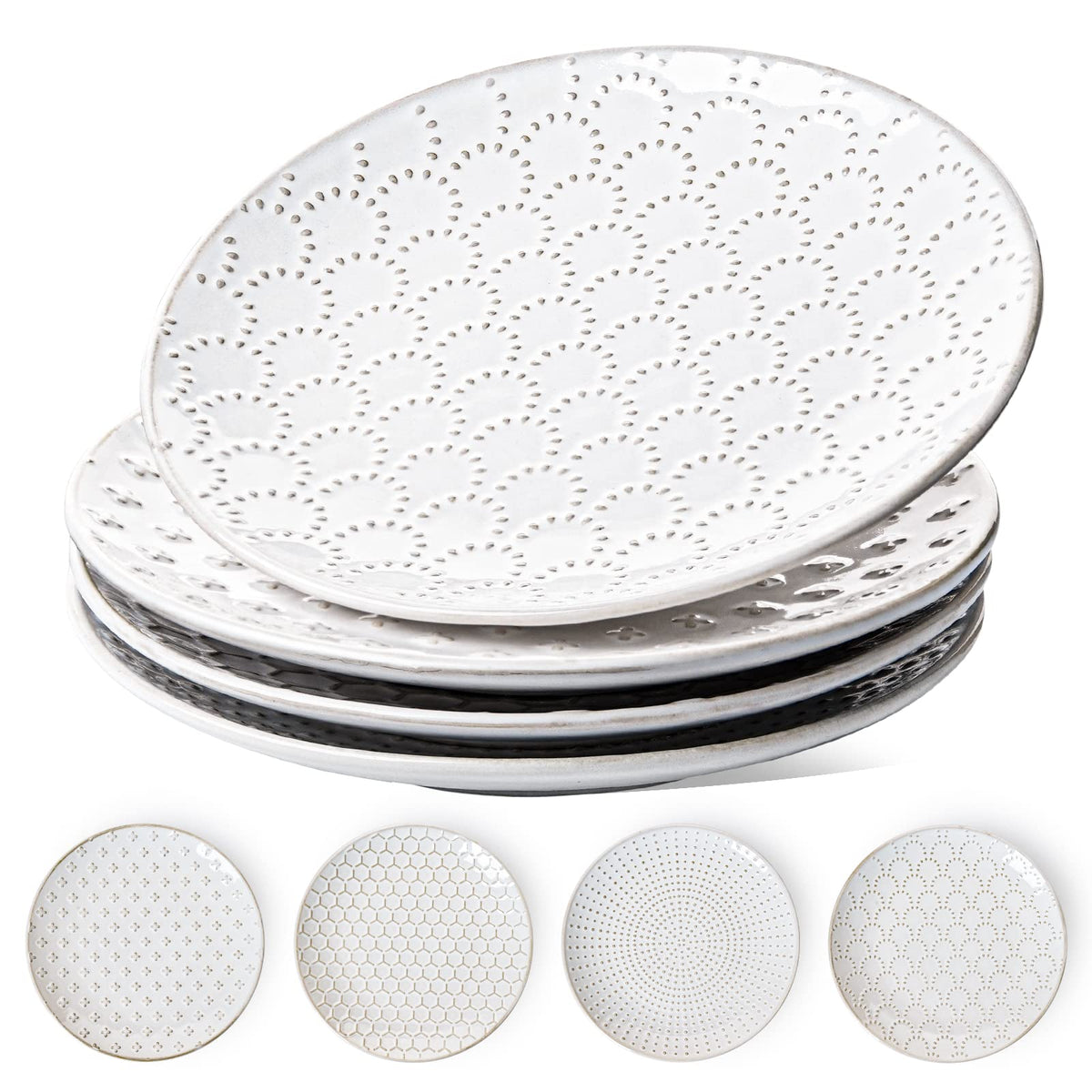 Plato LE TAUCI para ensalada de 8 pulgadas con relieve para presentar ensaladas.
