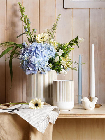 LE TAUCI porta-utensilios con diseño boho estriado vertical para decoración