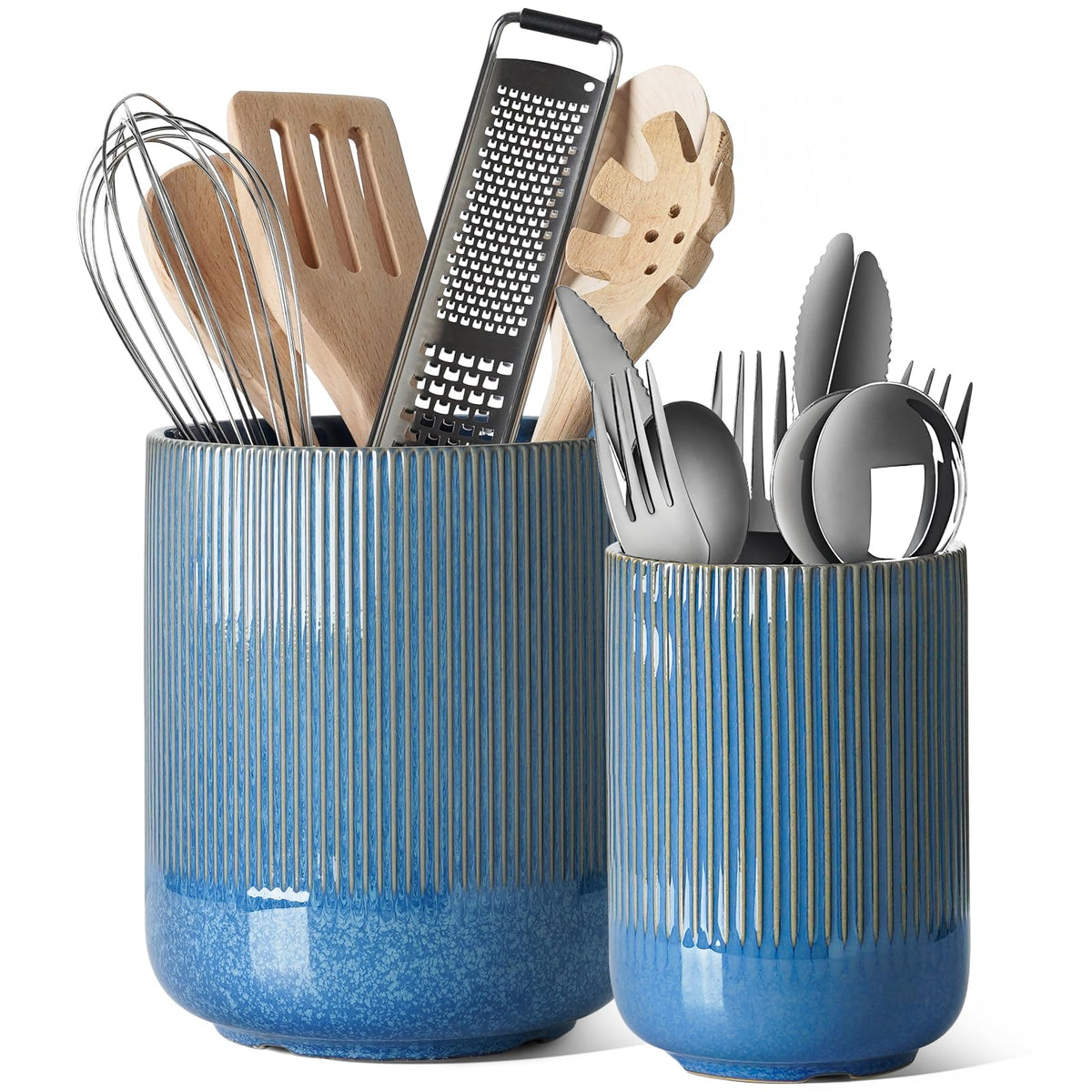 LE TAUCI porta-utensilios cerámico grande marino, almacenamiento cómodo para espátulas y utensilios.