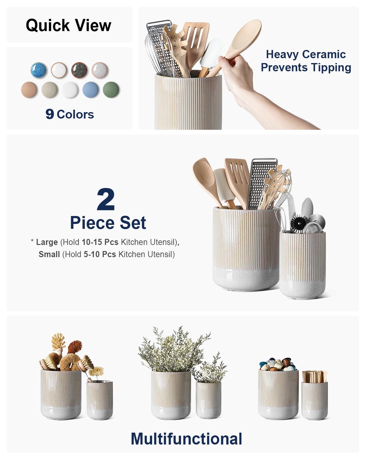 LE TAUCI porta-utensilios cerámico pequeño, ideal para cubiertos y accesorios.