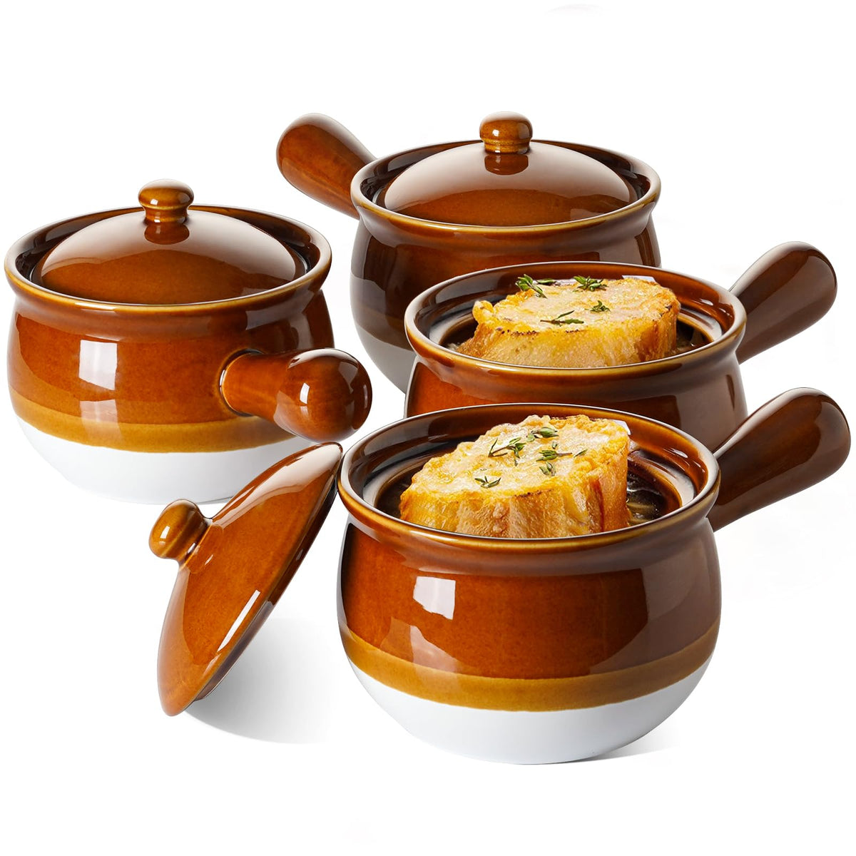 LE TAUCI cuenco francés 22 oz con tapa para servir sopa caliente