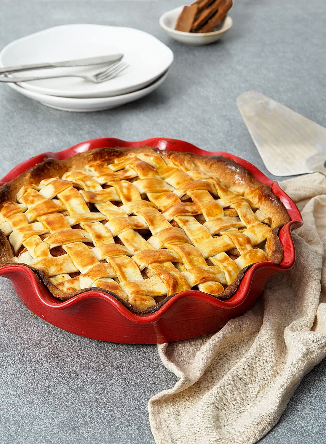 LE TAUCI tartera de pie profundo de 11 pulgadas para rellenos generosos