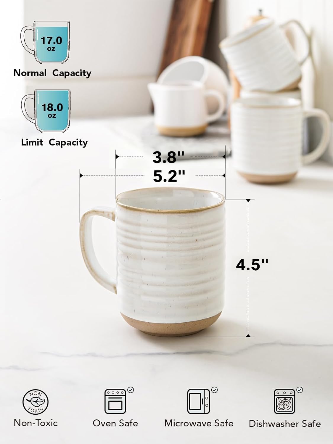 Tazas LE TAUCI 18 oz textura arcilla sin esmaltado