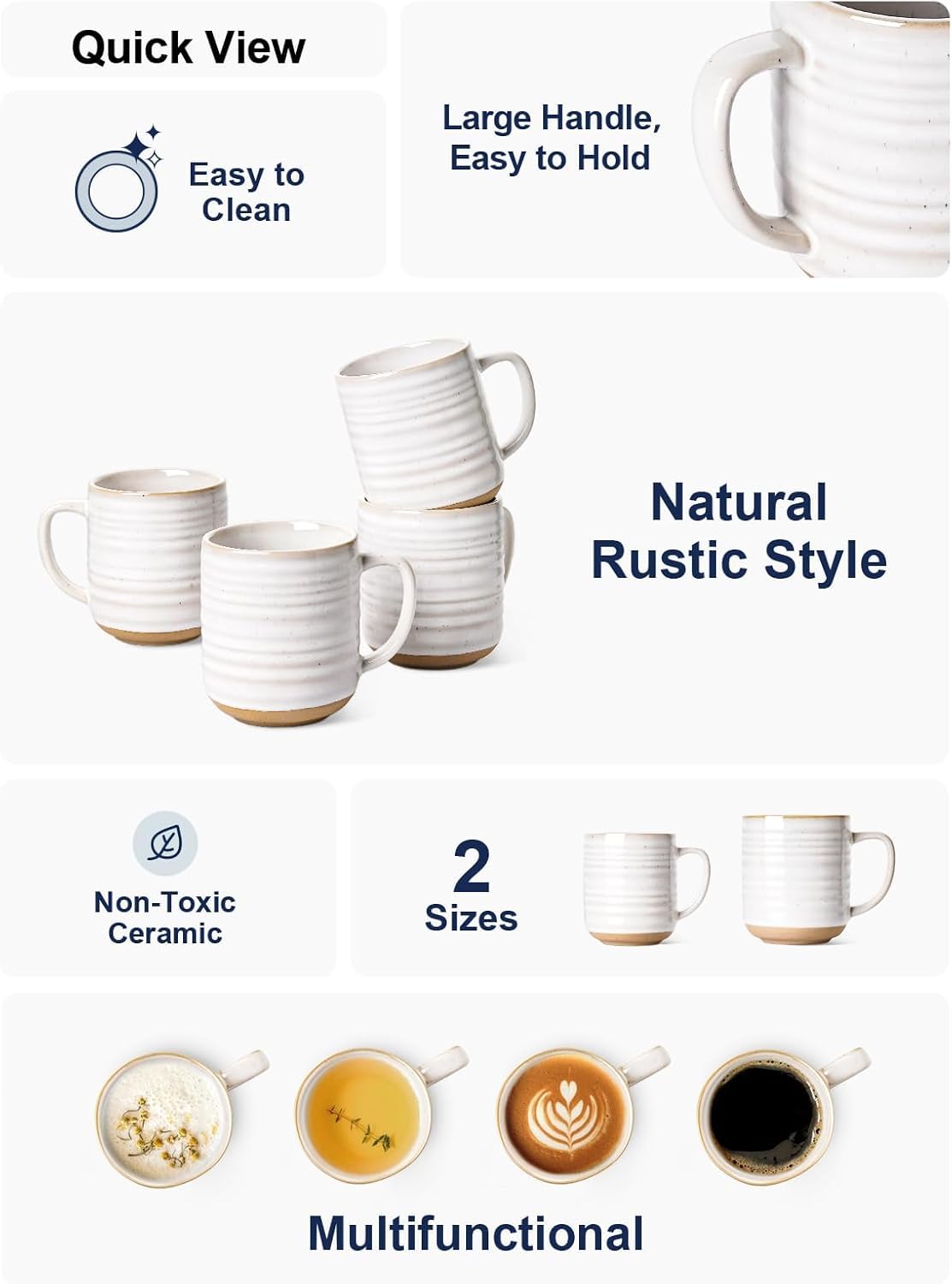Tazas LE TAUCI 18 oz uso diario en cocina para bebidas calientes