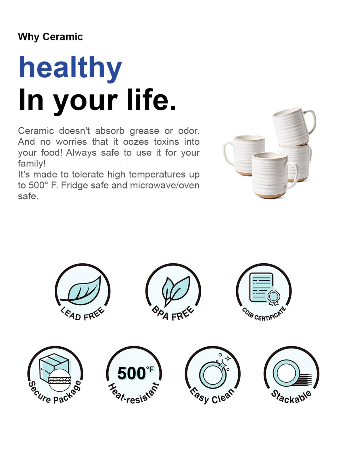 LE TAUCI: set de 4 tazas presentado como regalo sobrio