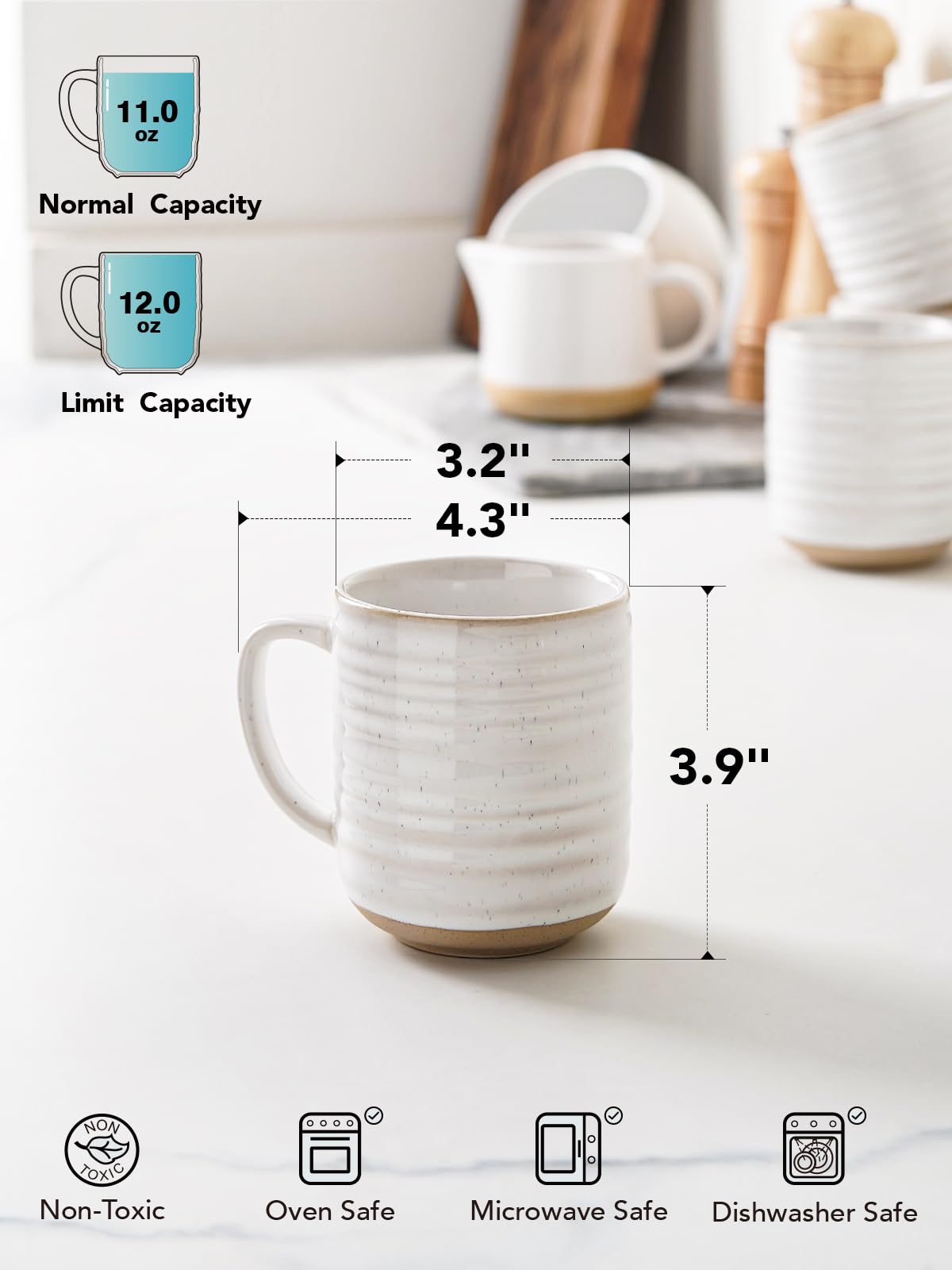 LE TAUCI: textura natural de arcilla en base de las tazas
