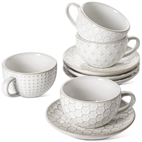 Le Tauci tazas cappuccino con platillos blancos, ideales para latte con arte.