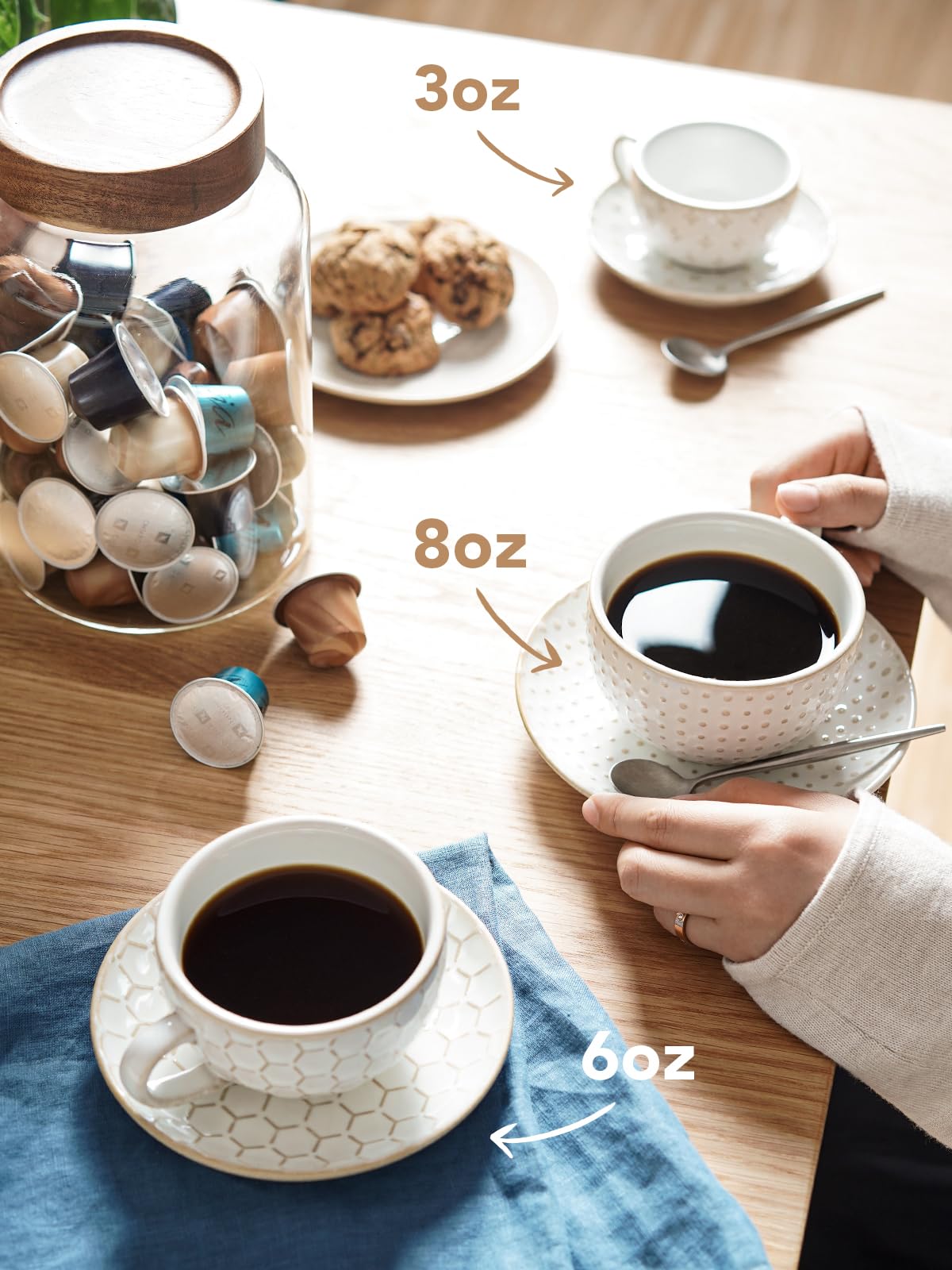 Le Tauci tazas se adaptan a la mayoría de máquinas de café domésticas.