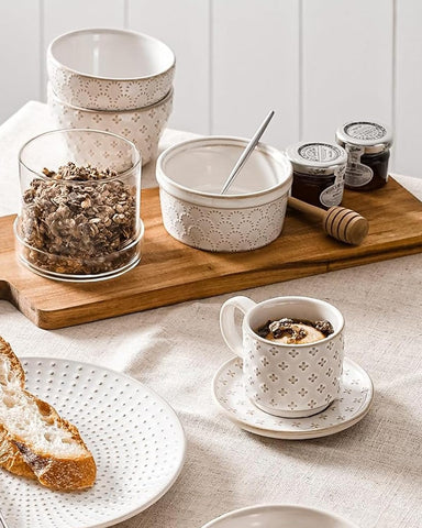 LE TAUCI tazas espresso con textura en relieve para un toque elegante