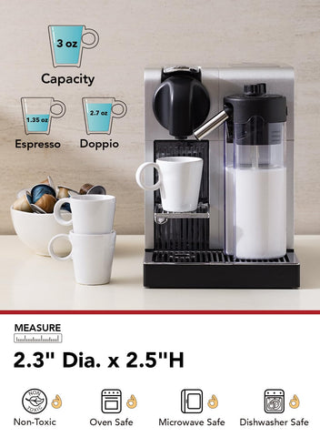 LE TAUCI expreso en cerámica blanca, detalle de diseño atemporal para uso diario.