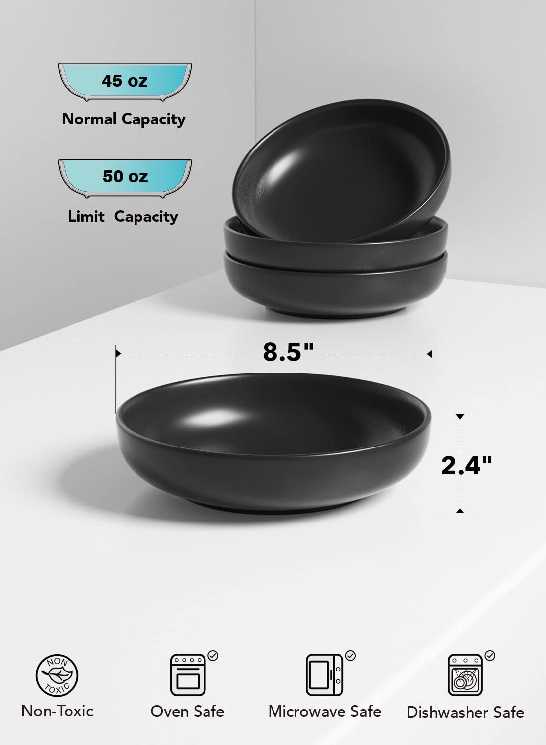 LE TAUCI tazón apilable 45oz, ahorro de espacio en la despensa.