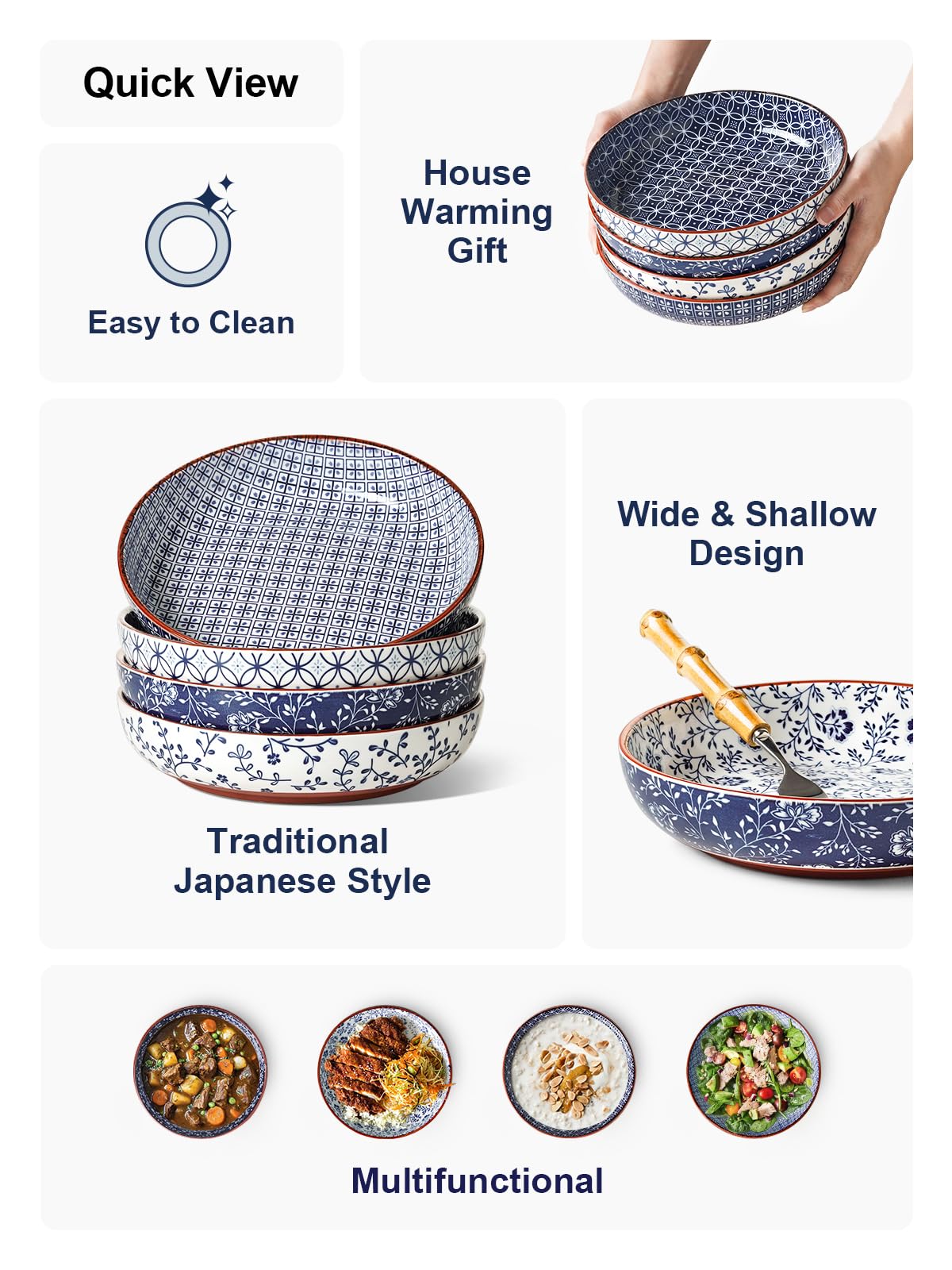 LE TAUCI tazón sopa ceramico 32 onzas azul, apto para calentar