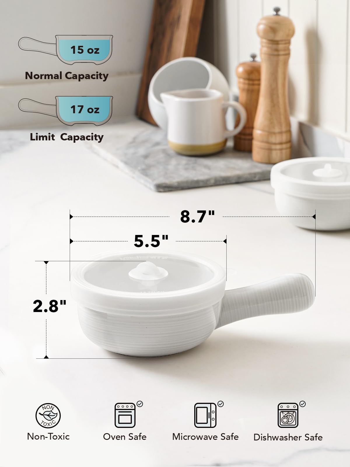 LE TAUCI tazones de 450 ml ideales porciones individuales de sopa