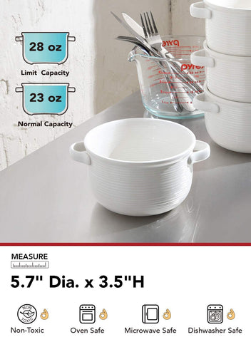 LE TAUCI set de 4 tazones con manijas dobles para servicio familiar