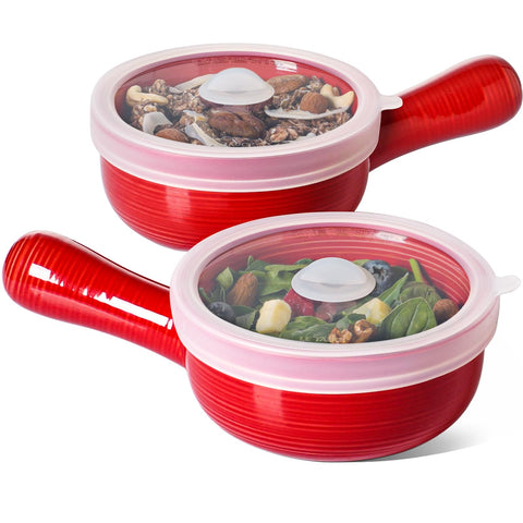 LE TAUCI tazones de sopa con tapa de silicona para vapor uniforme y evitar salpicaduras.