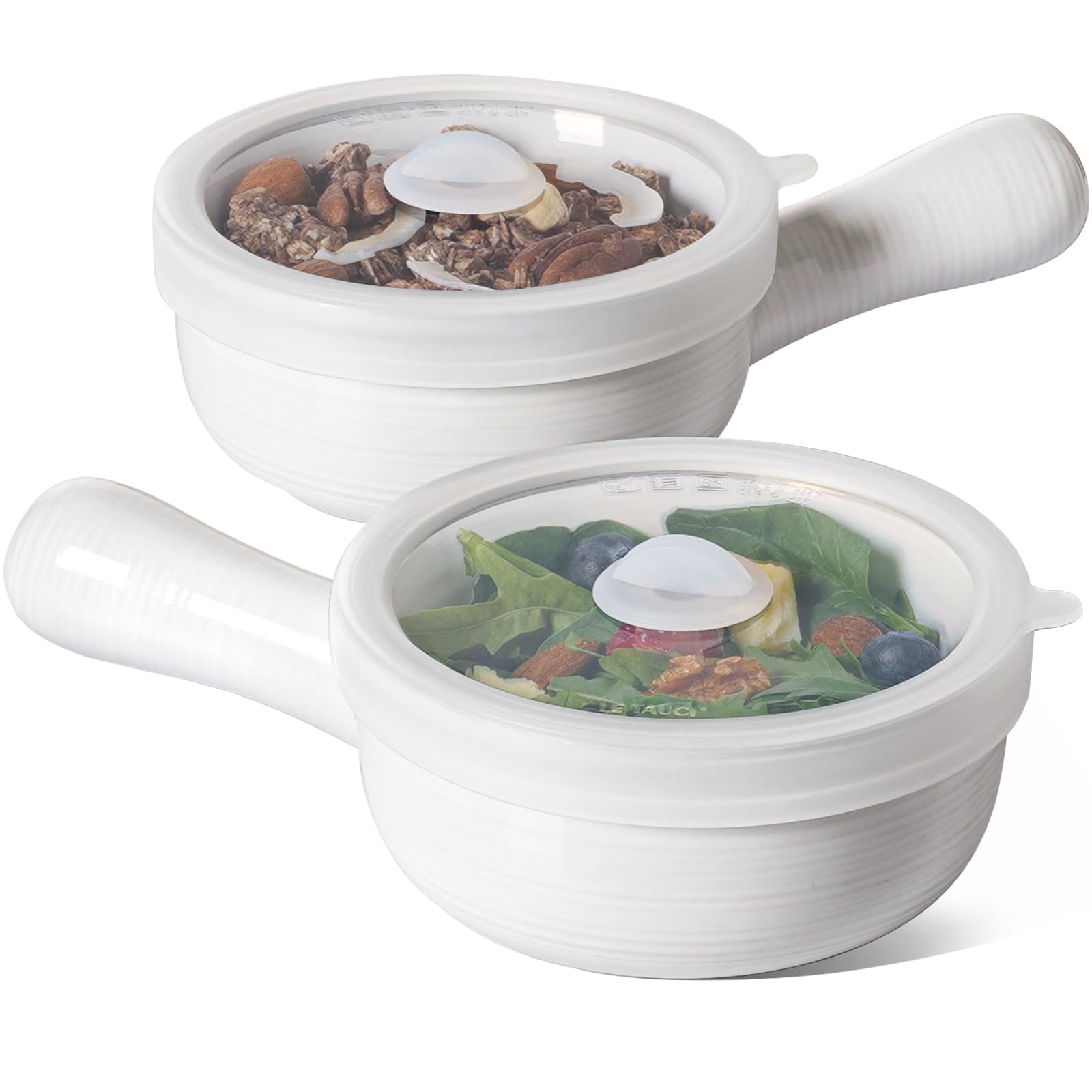 LE TAUCI tazones para sopa con tapas de silicona para calor uniforme