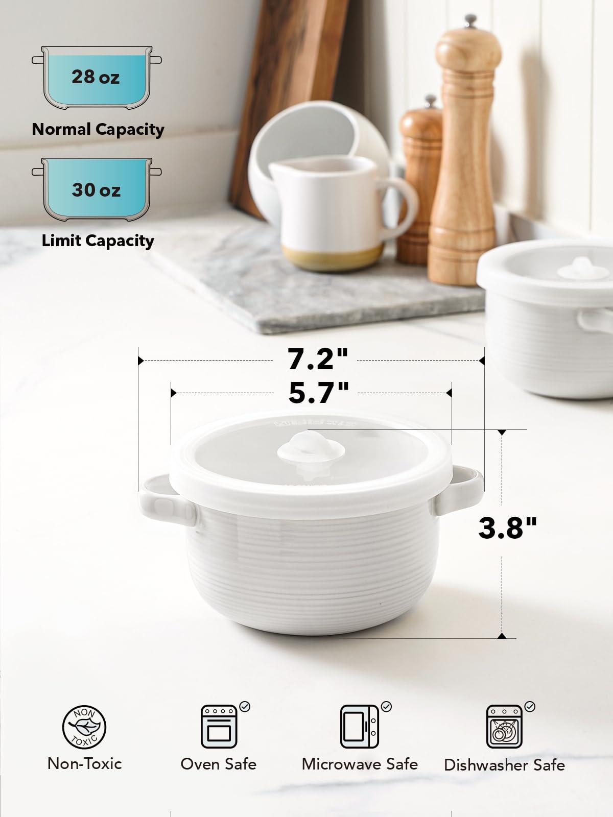 LE TAUCI tazones de 28 oz ideales para sopas y desayunos.